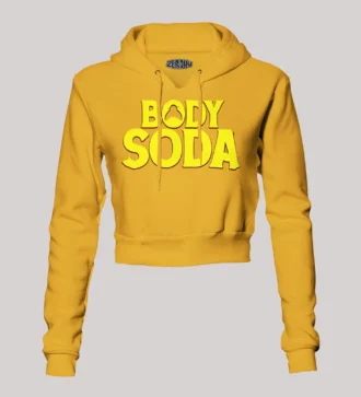 Body Soda Women's Crop Hoodies in Mustard Yellow Color