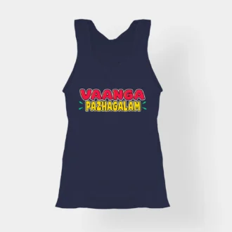 Vaanga Pazhagalam Women's Tank Top in Navy Blue Color