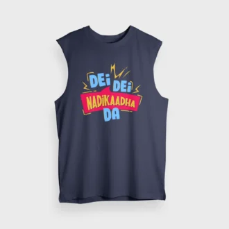 Dei Dei Nadikaadha Da Men/Unisex Tank Top in Navy Blue Color