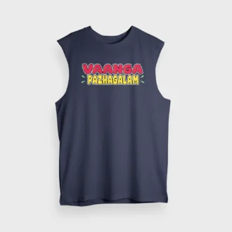 Vaanga Pazhagalam Men/Unisex Tank Top in Navy Blue Color