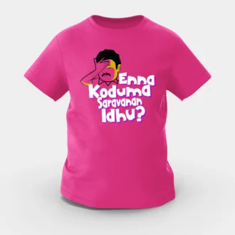 Enna Koduma Saravanan Idhu Girls Round Neck T-Shirt in Pink Color
