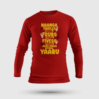 Naanga Triples Povom Four Povom, Adha Kekka Neenga Yaaru Men/Unisex Long Sleeve T-Shirt in Red Color