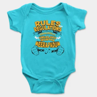 Rules And Regulations Yengalukkilla, Ungaluku Iruntha Meerapadum Onesie/Romper in SkyBlue Color