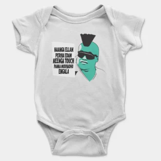 Naaga Ellam Paeriya Edam, Neenga Touch Panna Mudiyadhu Engala Onesie/Romper in White Color