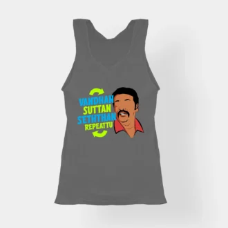 Vandan Suttan Seththan Repeattu Women's Tank Top in Charcoal Melange Color
